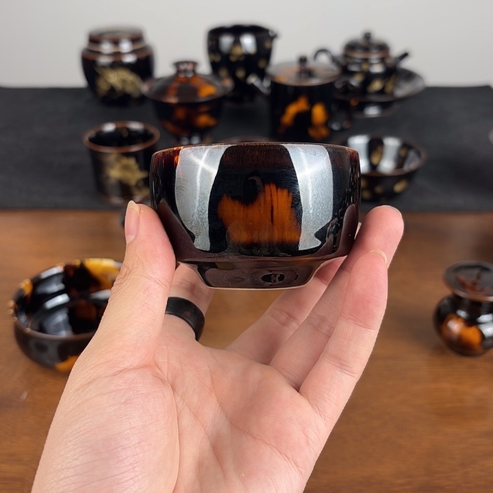 瓷玳瑁釉高足禅定杯