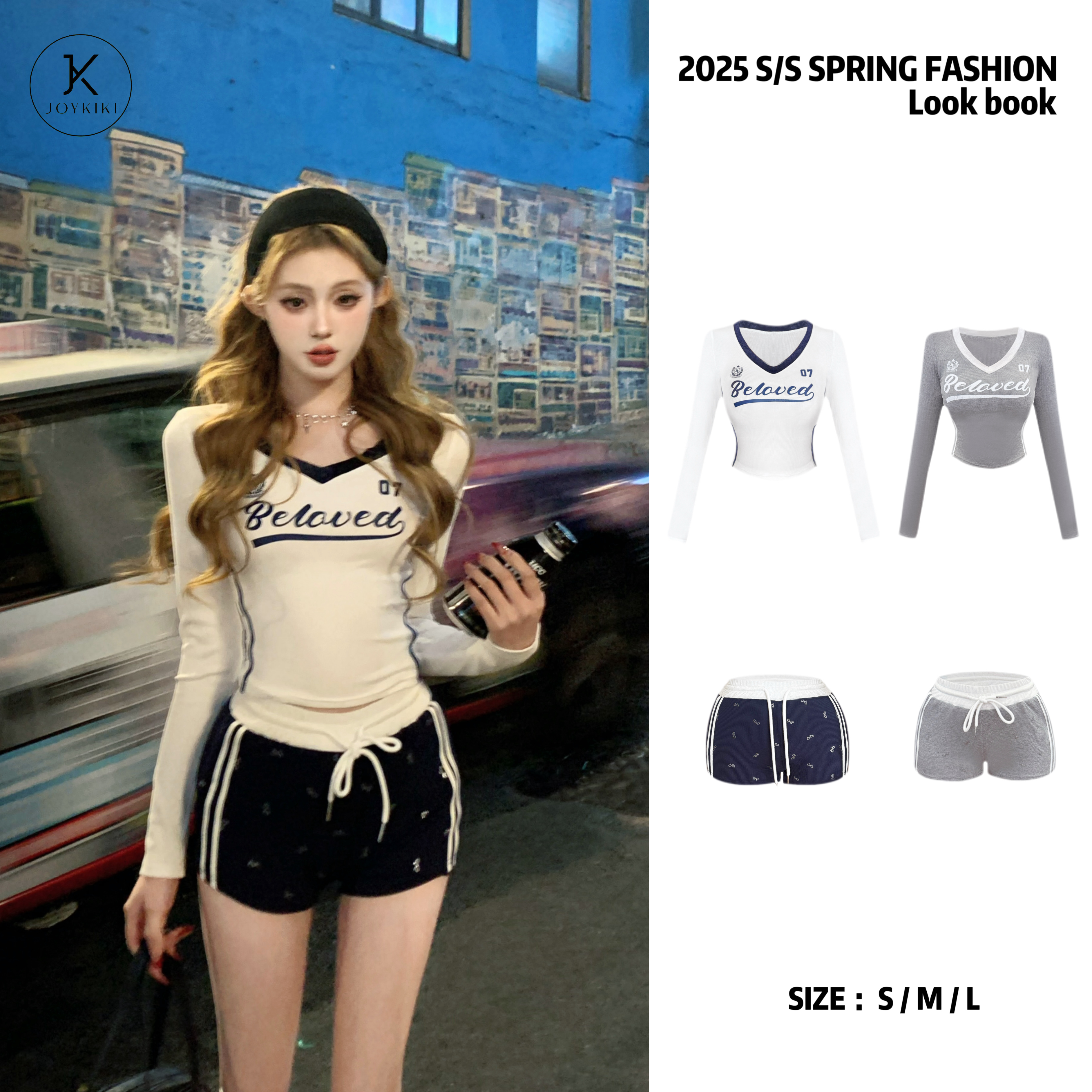 JOYKIKI金金【元气女孩】春季运动风拼接撞色设计感套装J25A020