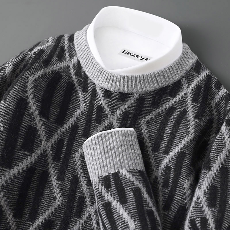 条纹控的来~半高领羊绒衫男拼色打底衫毛衣宽松休闲撞色羊绒上衣