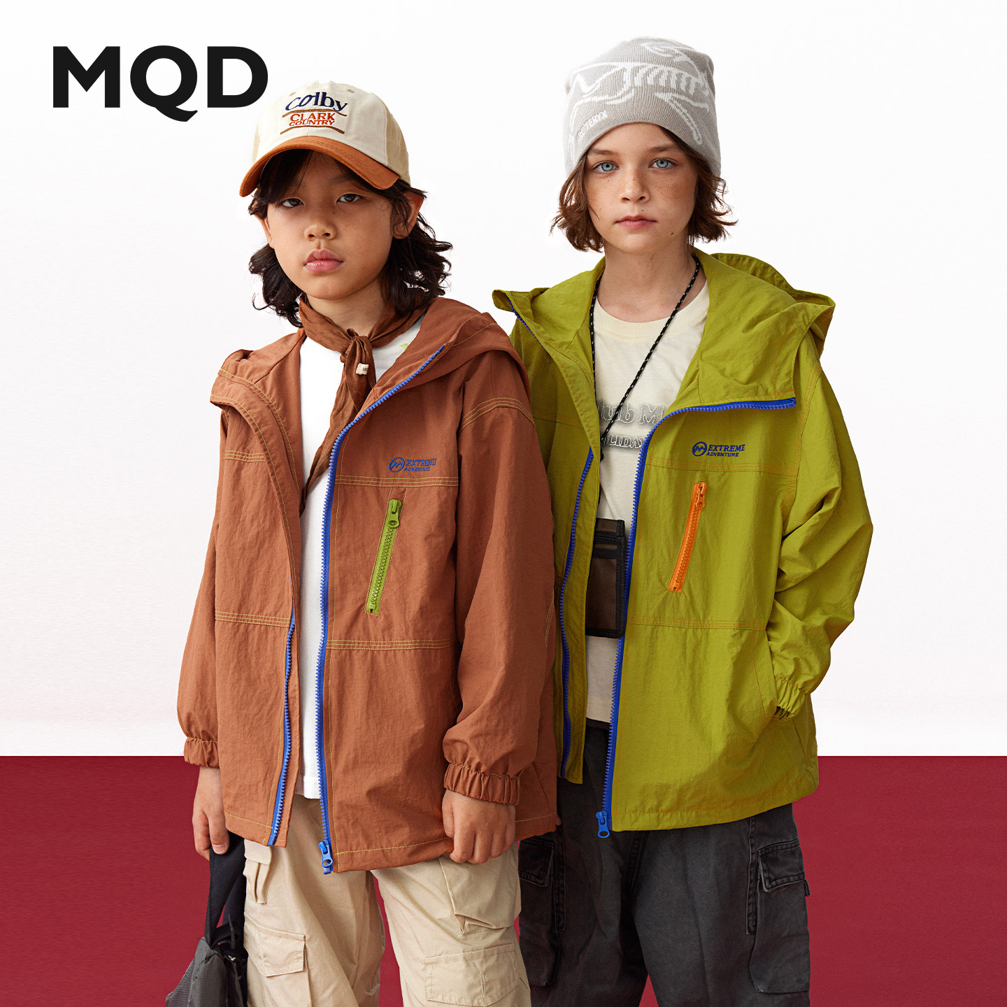 MQD【山系】秋季新款儿童外套运动时尚户外休闲秋冬宽松日系撞色