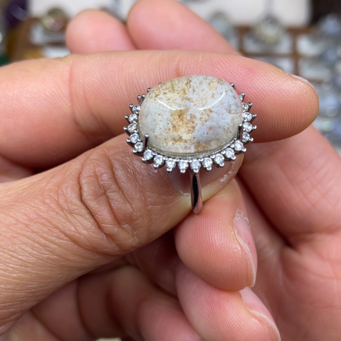 【闪购商品】银S925镶嵌珠宝半成品水晶戒指