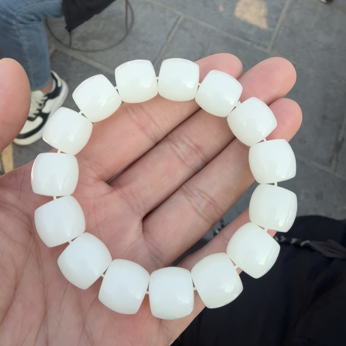 和田玉羊脂白玉直切手串