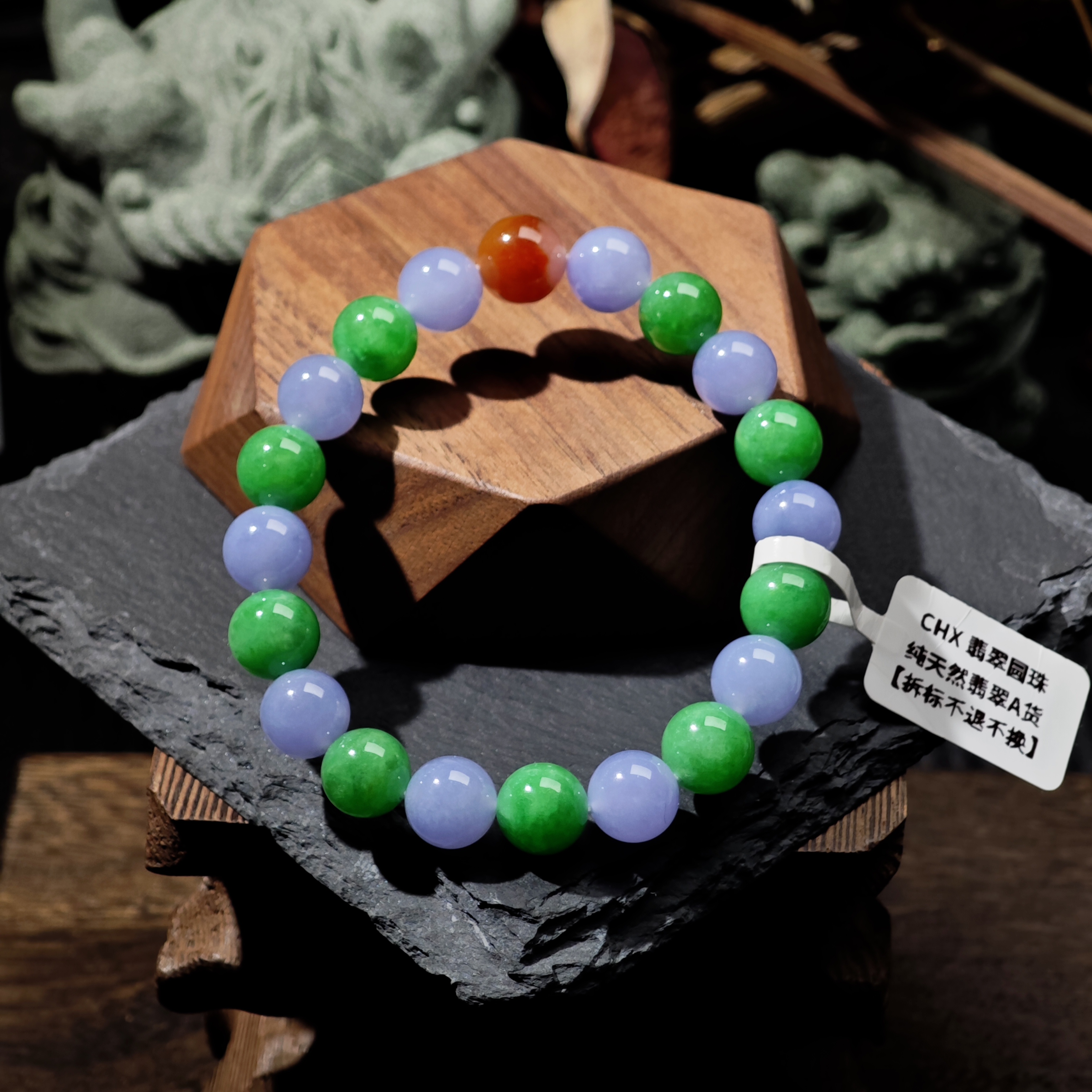 [单品]A2728(卡9.2)天然缅甸翡翠圆珠手串冰种A货国内现货可鉴赏