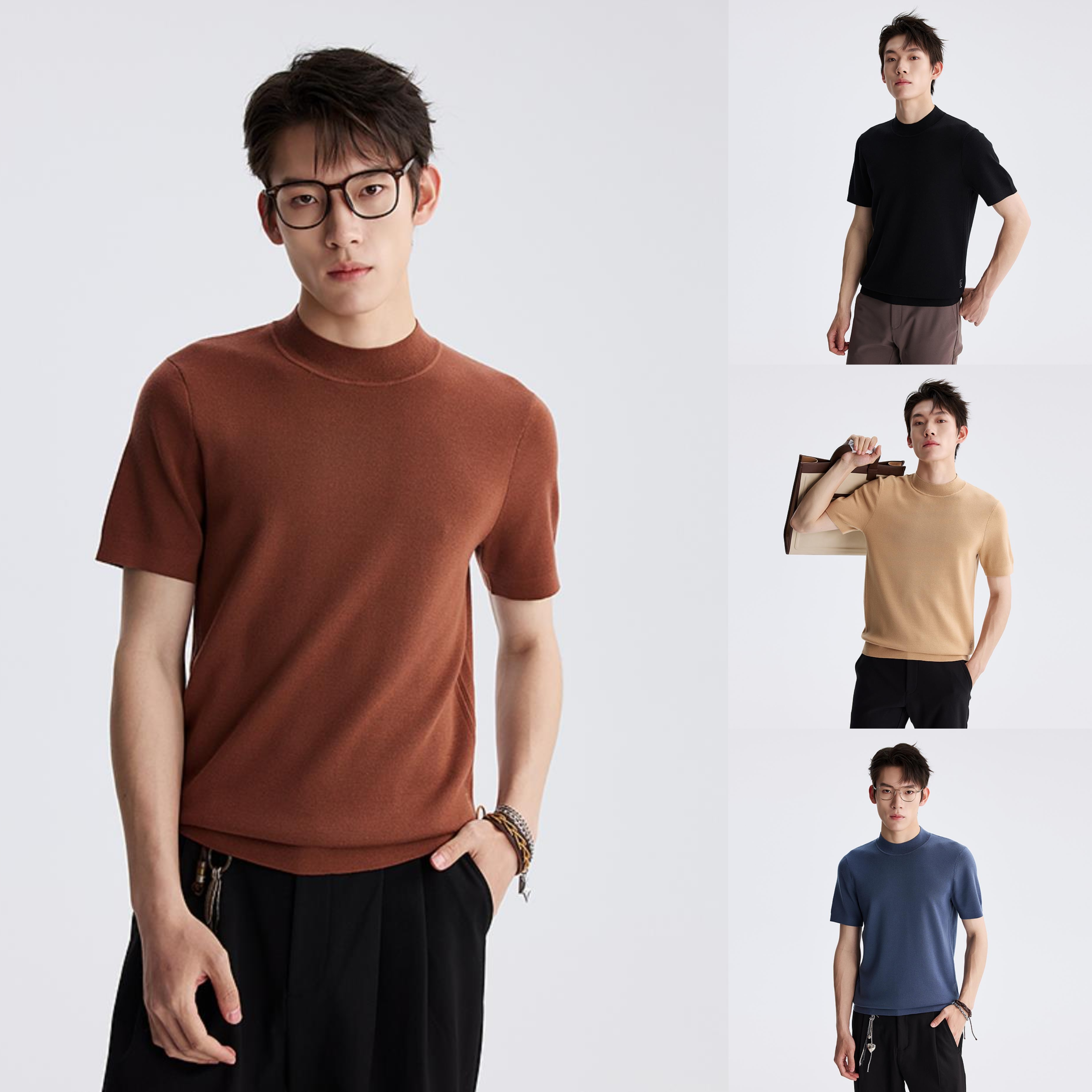 利郎秋冬季【毛T-圆领可机洗羊毛衫】纯色羊毛短袖时尚新款009