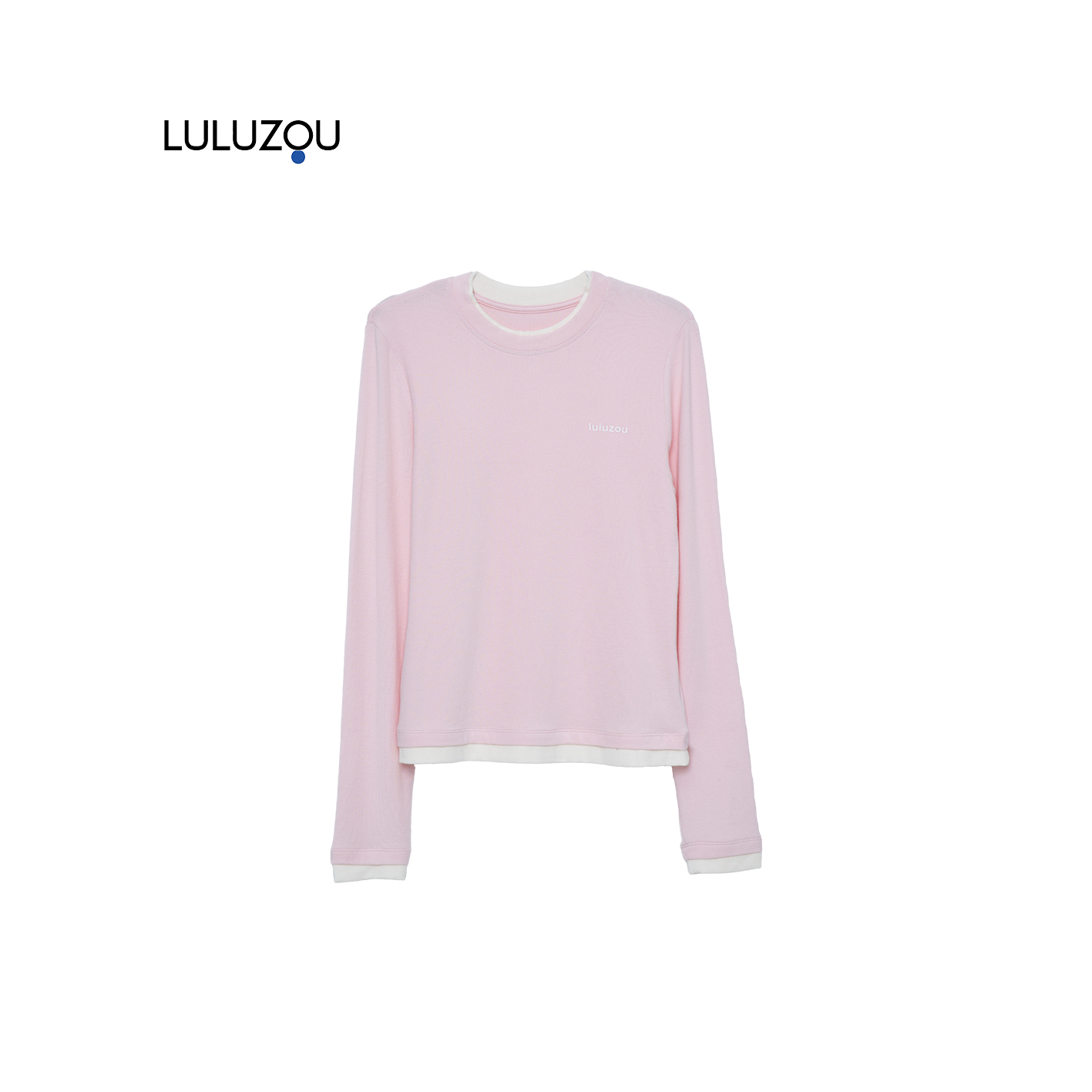 luluzou假两件长袖打底T恤女四季百搭显瘦上衣