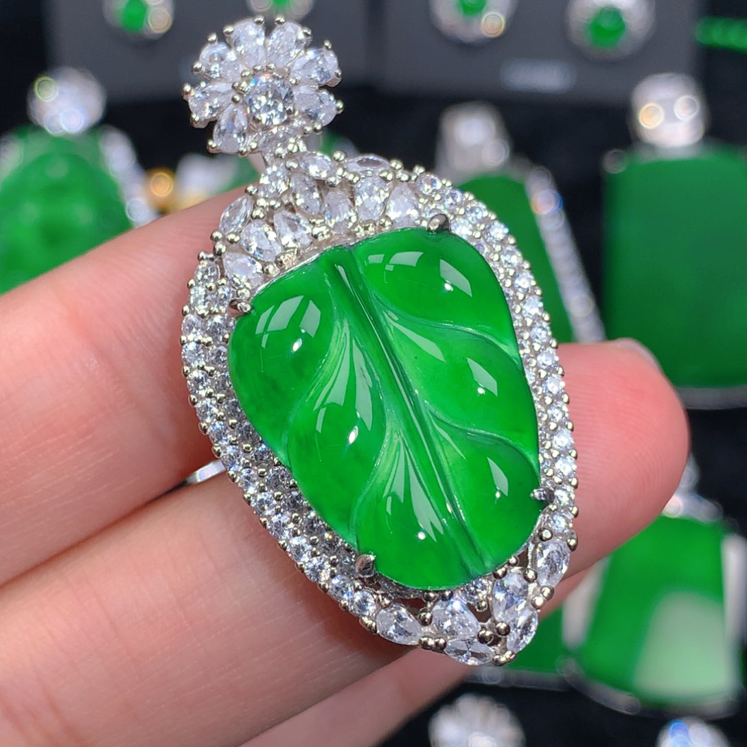 翡翠吊坠(不含链)银S925镶嵌