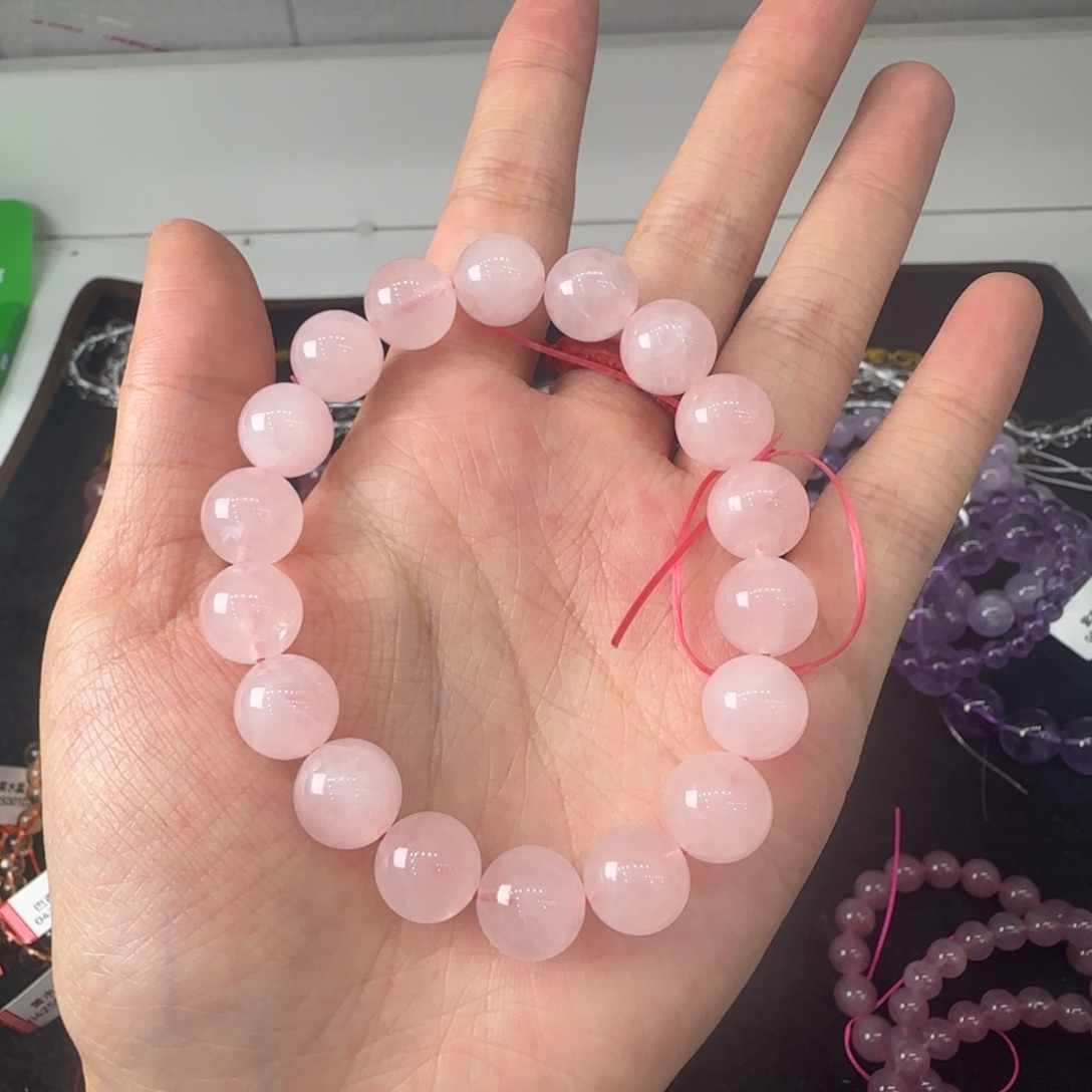 水晶手链未镶嵌西柚粉11mm