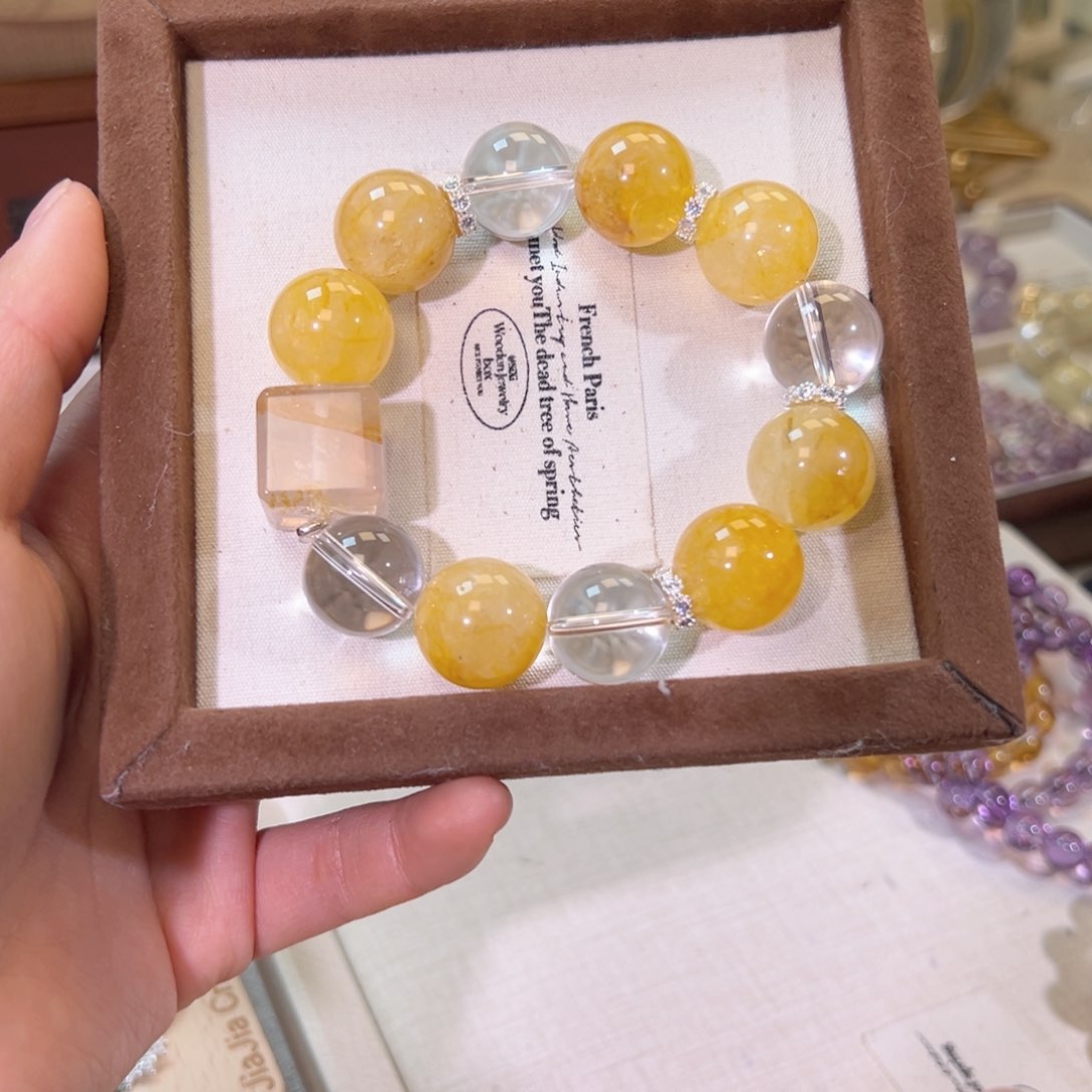 水晶手链未镶嵌黄胶花16mm 多样性发一