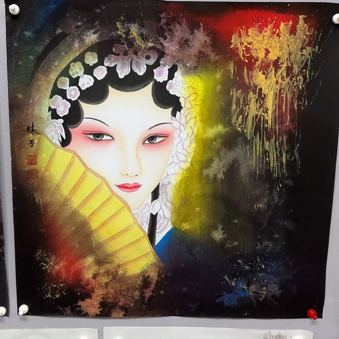 国画尺寸70X70手绘作品