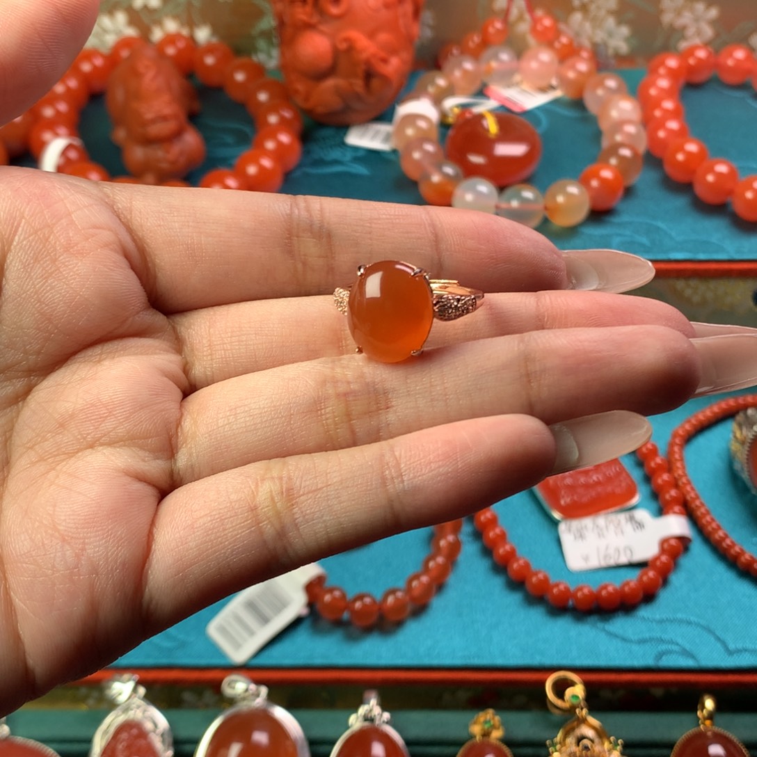 南红玛瑙合金戒指