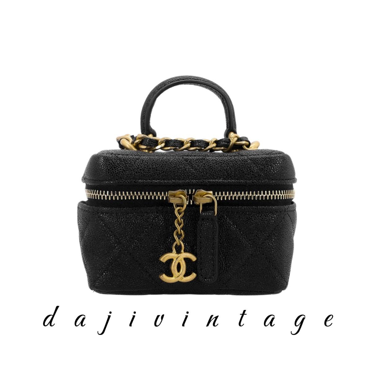 95新 Chanel/香奈儿 大吉中古3/香奈儿金扣手柄小盒子斜挎包