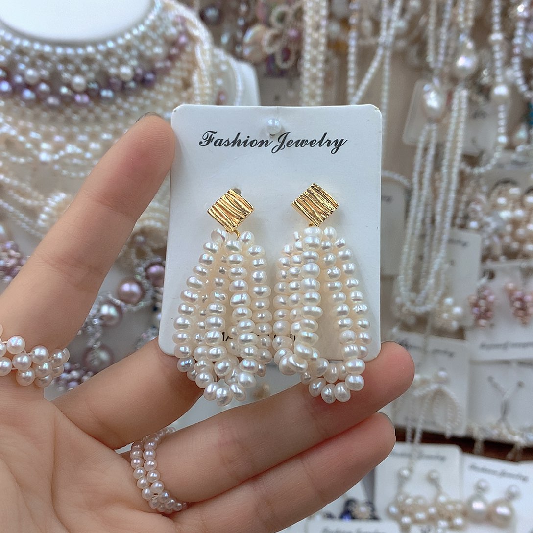 耳饰银S925镶嵌淡水珍珠