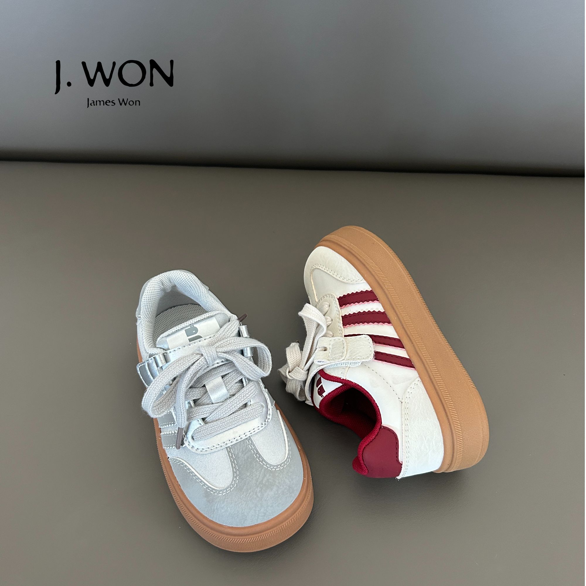 J.WON劲王透气男女大童鞋通用耐磨女低帮板鞋通用春秋运动风