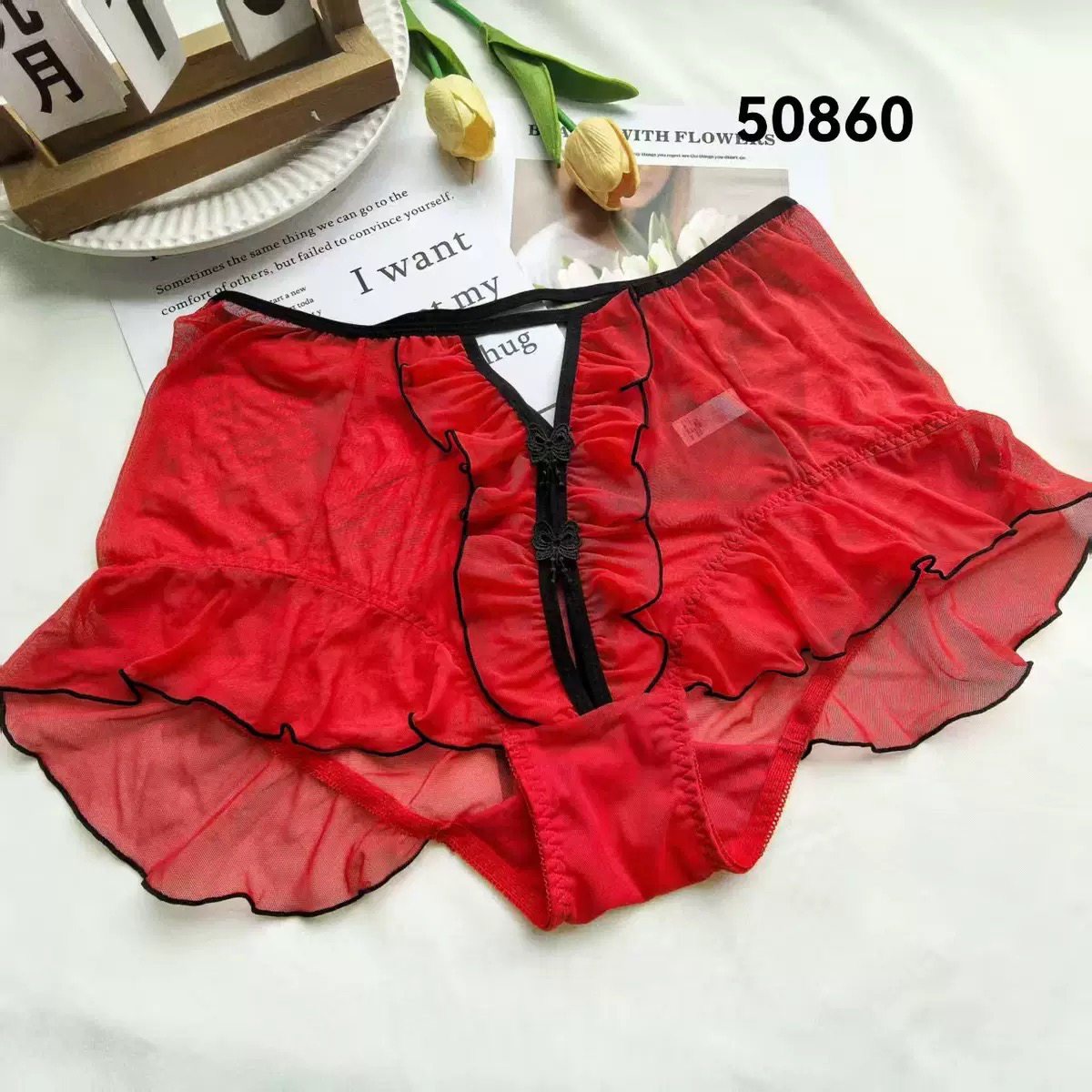 大码女士高腰蕾丝透气包臀棉裆三角内裤