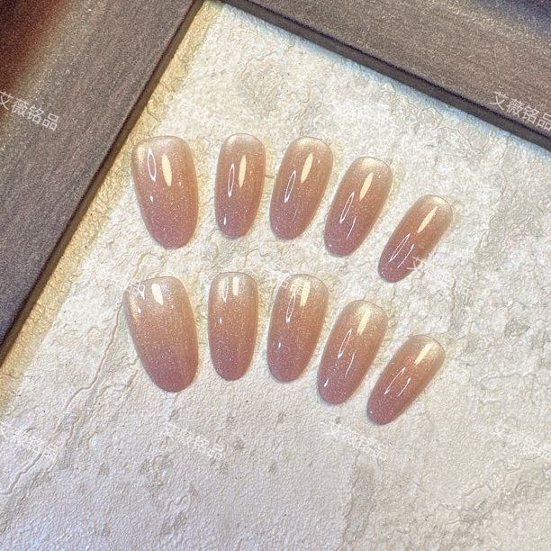 （中椭圆)星空渐变香芋紫猫眼美甲贴片穿戴甲32