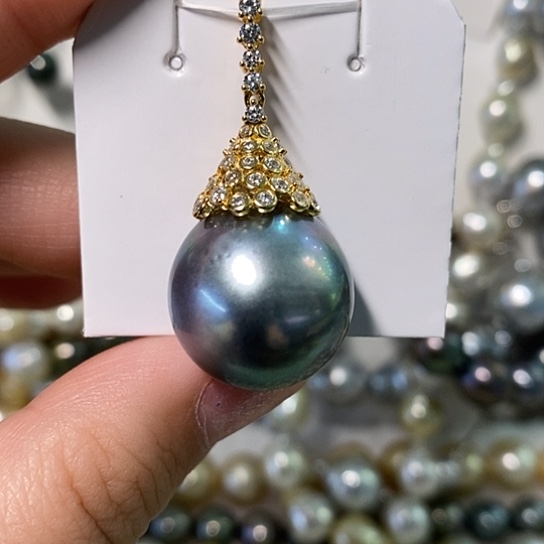 海水珍珠颈饰银S925镶嵌18