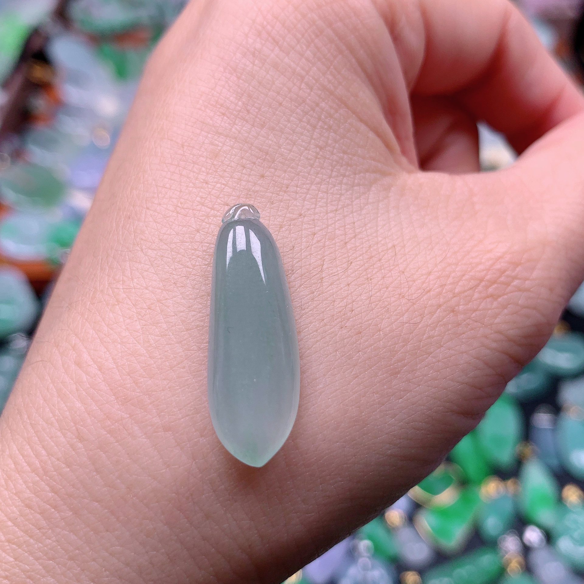 缅甸天然A货翡翠，冰晴福瓜 编号695/1226尺27.5-9.6-5