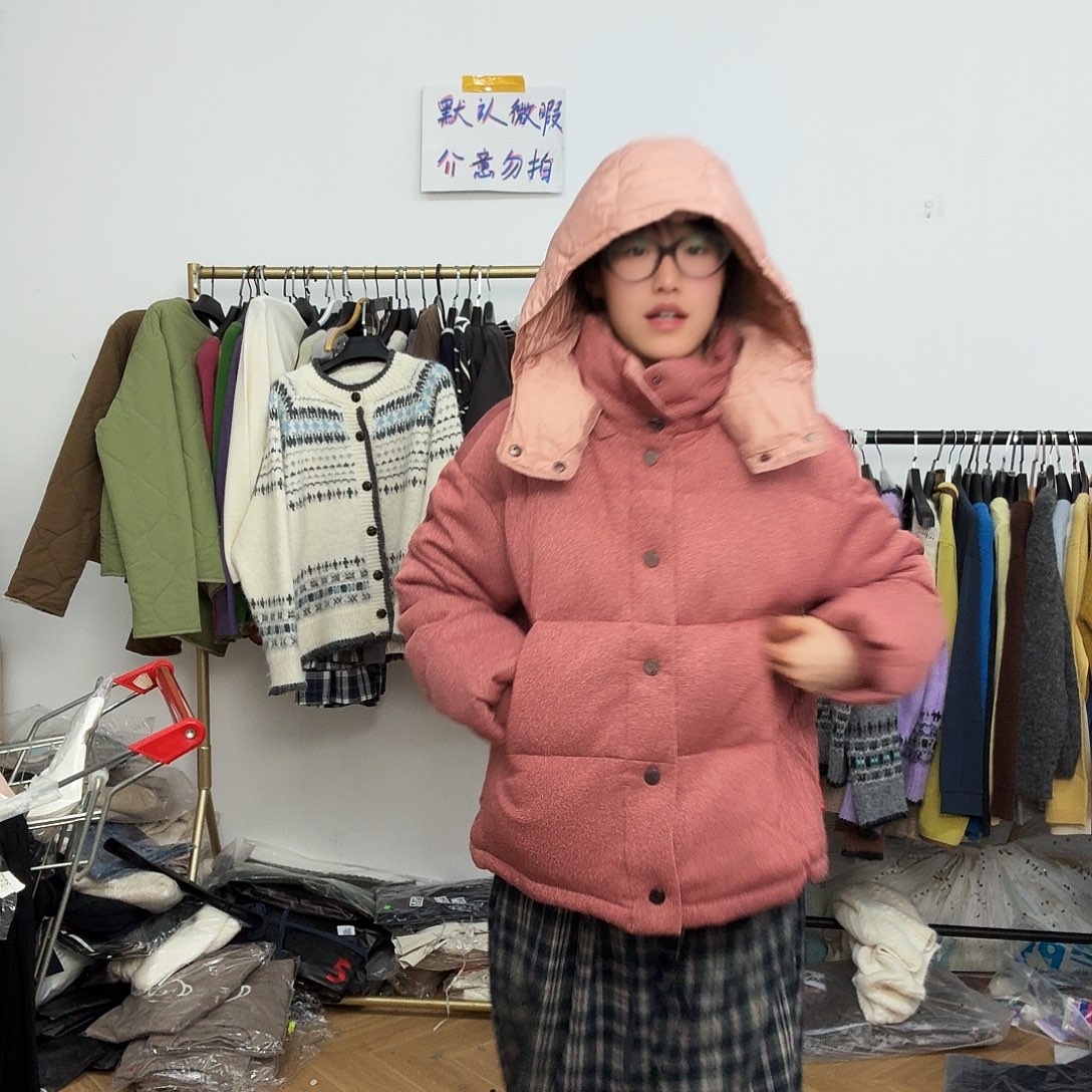 xl粉色可拆卸帽子90鸭绒187g充绒量