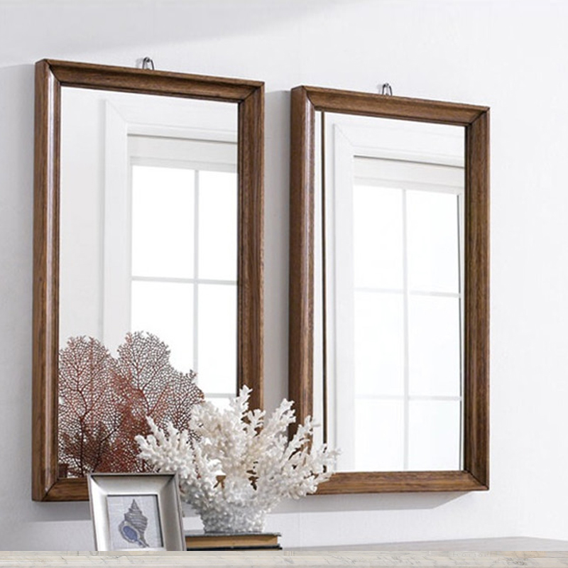 卡丁罗纯实木现代简约方形化妆镜梳妆台镜子挂镜壁卧室卫生间镜子