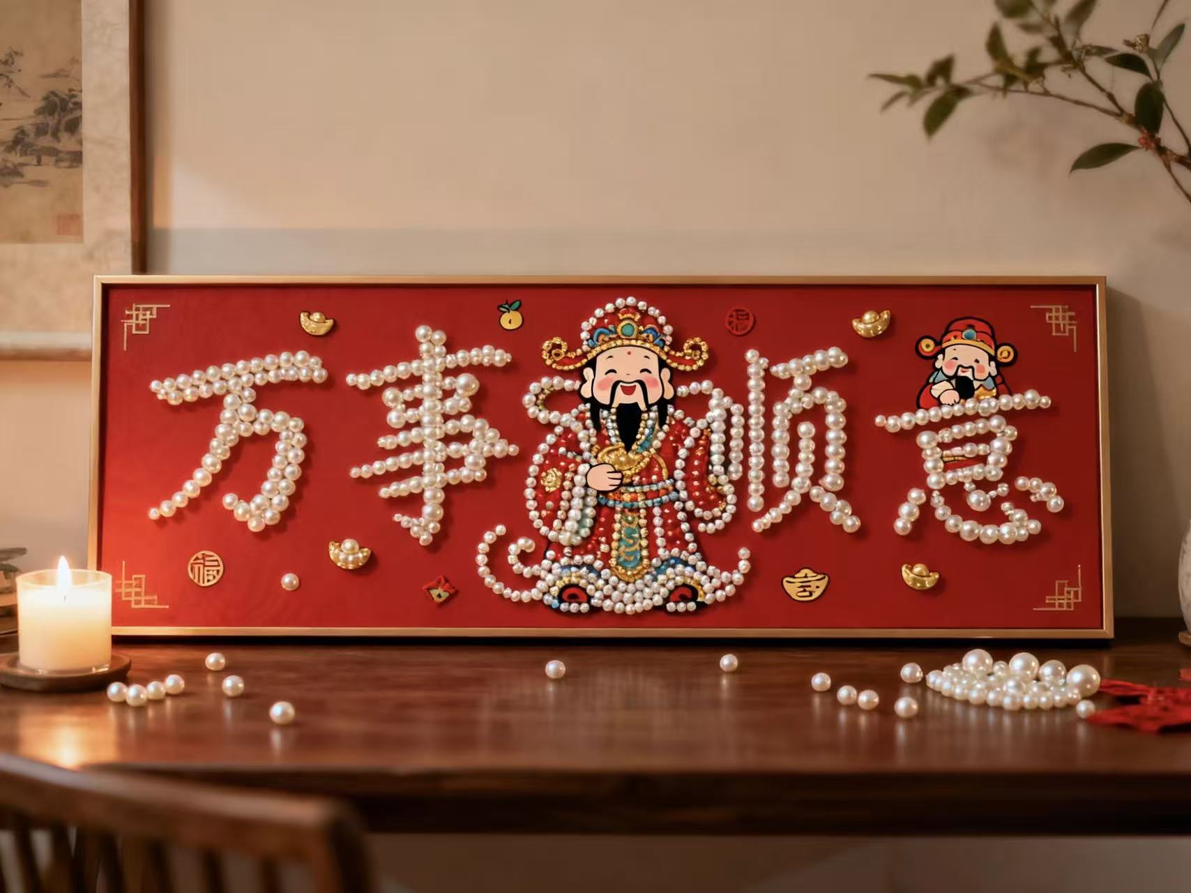 诸神送财|珍珠画diy真心零基础手工装饰新款ins浪漫解压自粘款