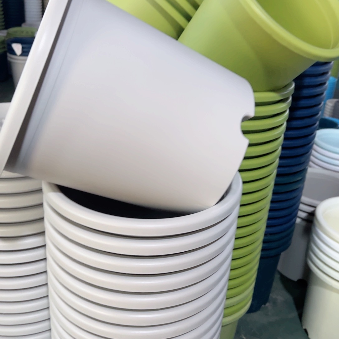 树脂四季盆8#无拖微瑕灰白3