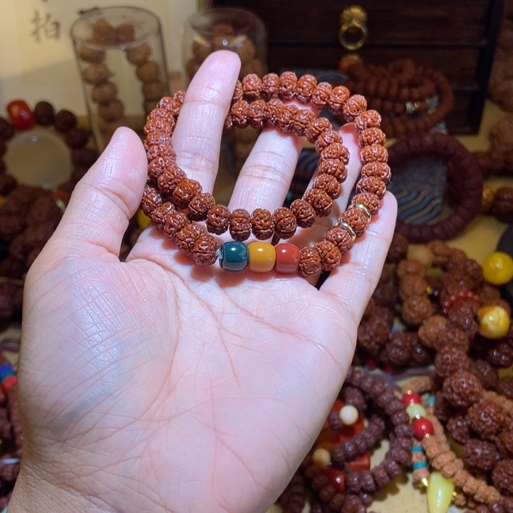 吊坠金刚菩提106玉化双圈红绿珠