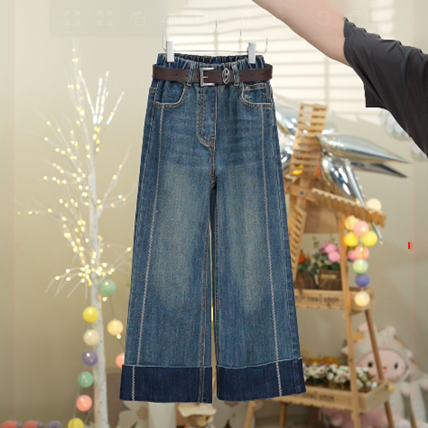 版型超赞~女童牛仔裤秋季2025新款女孩洋气百搭设计感直筒裤10302