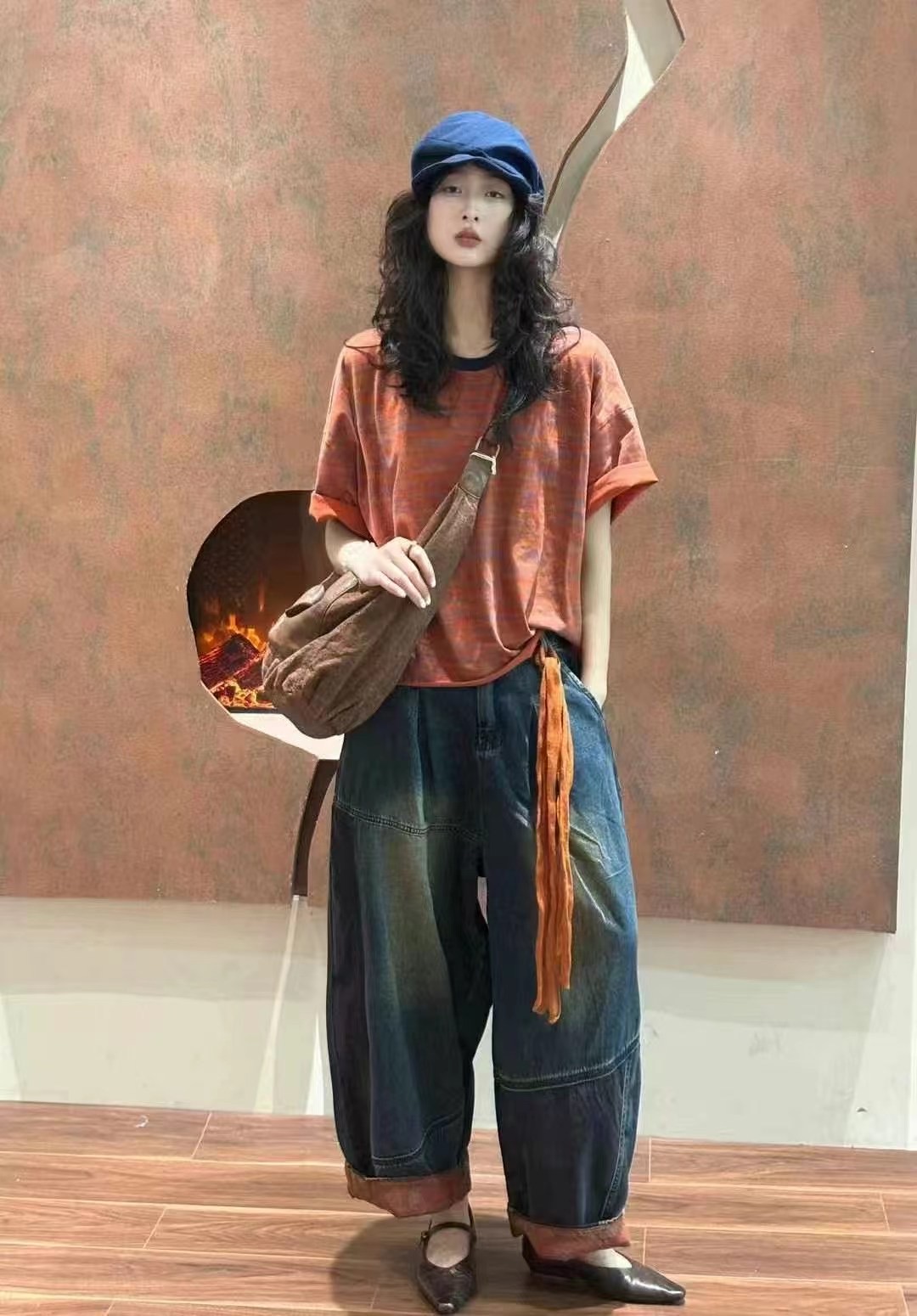 春春衣库宽松型短袖圆领常规款落肩袖T恤时尚休闲夏款