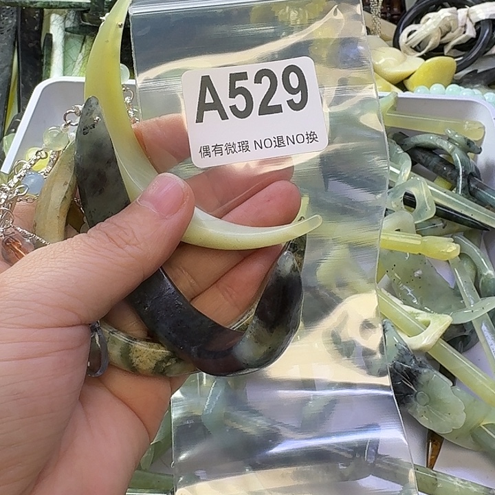 静***心蛇纹石玉合金发饰