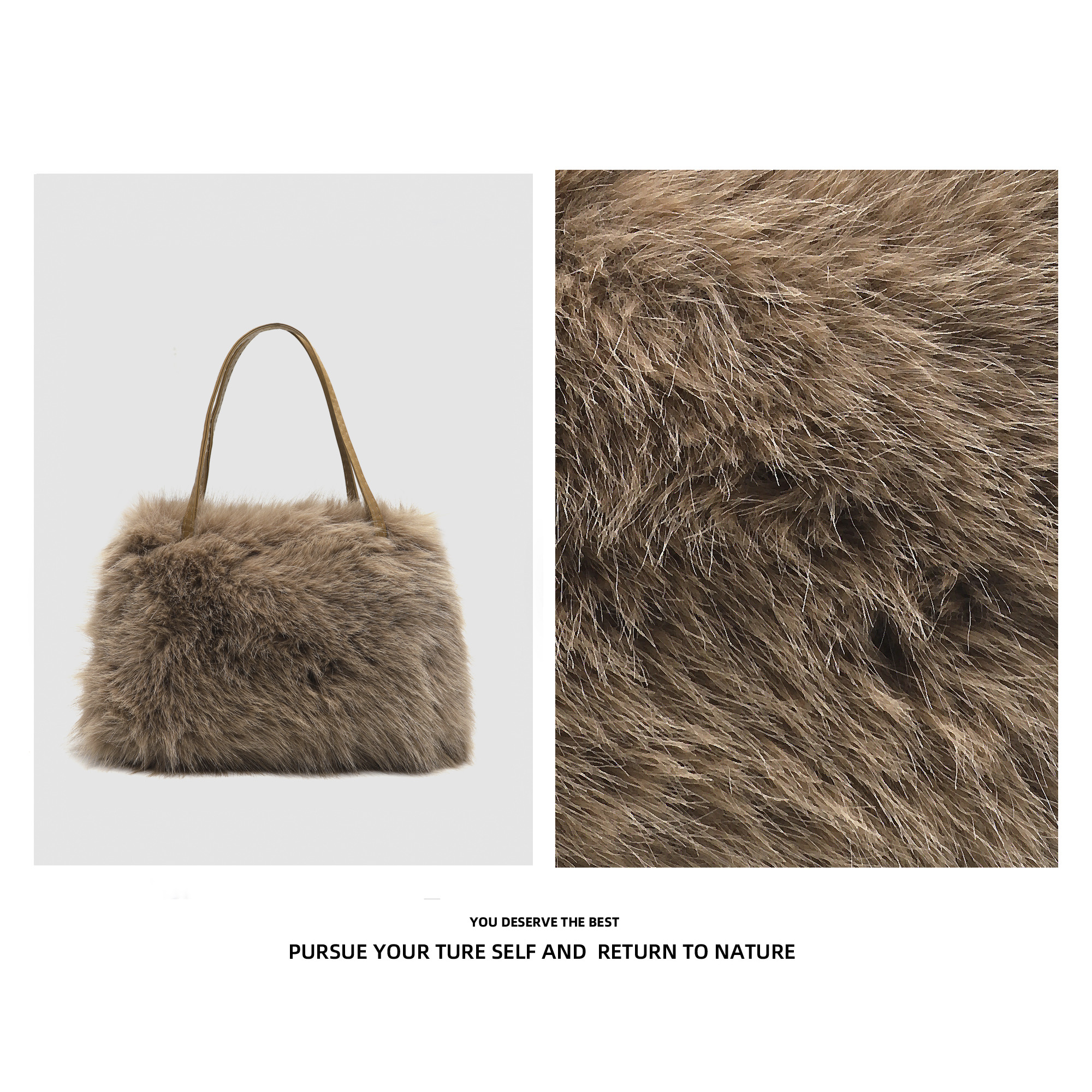 毛毛手提收纳袋包女包2024新款秋冬高级感小众超软毛茸茸斜挎