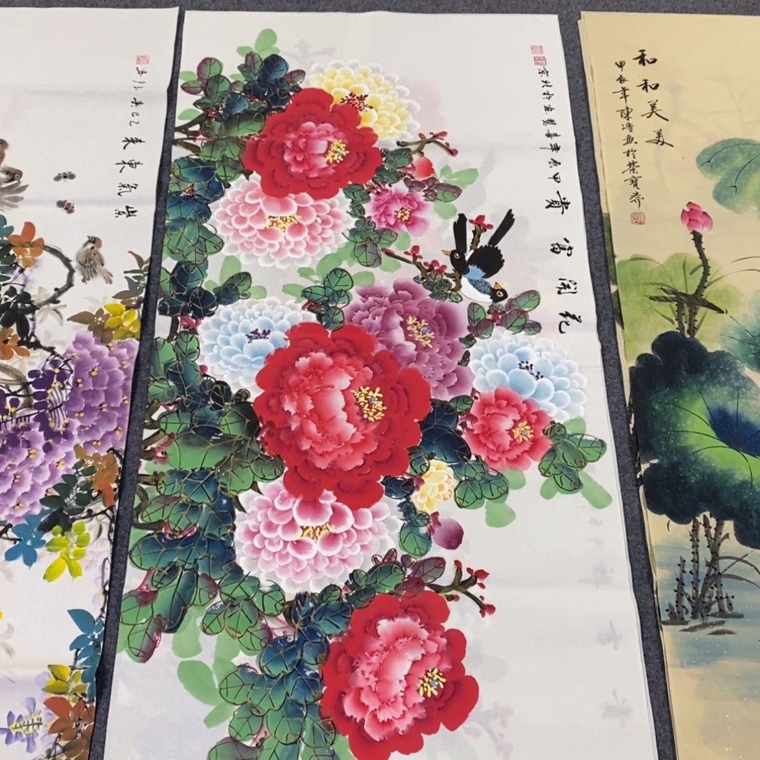 国画140✖️70金线水晶牡丹花画画画画画画