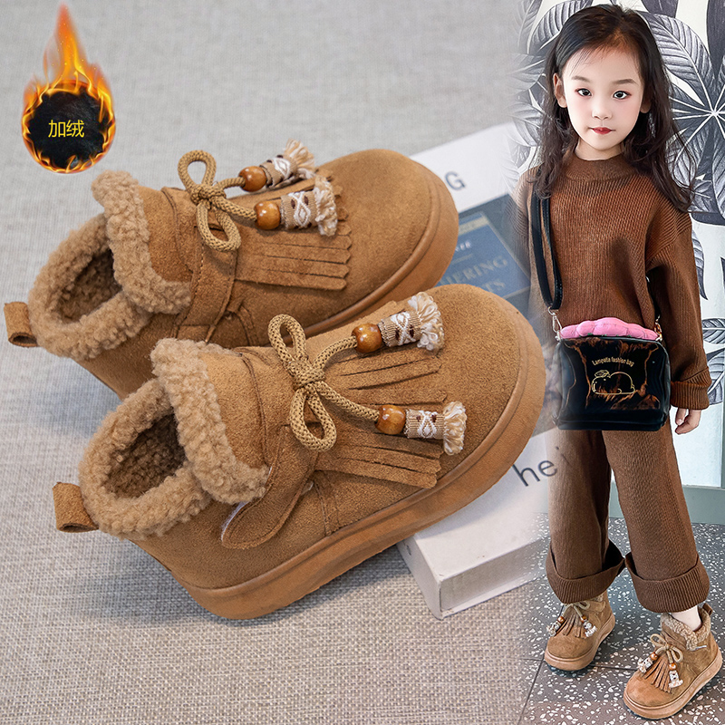 童鞋女童雪地靴加厚保暖儿童棉鞋2025新款冬季防滑女孩大棉靴子潮