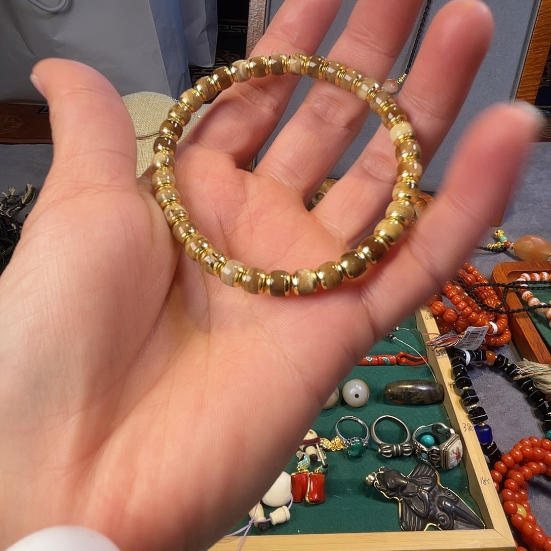 琥珀未镶嵌手链朵朵家根珀单圈