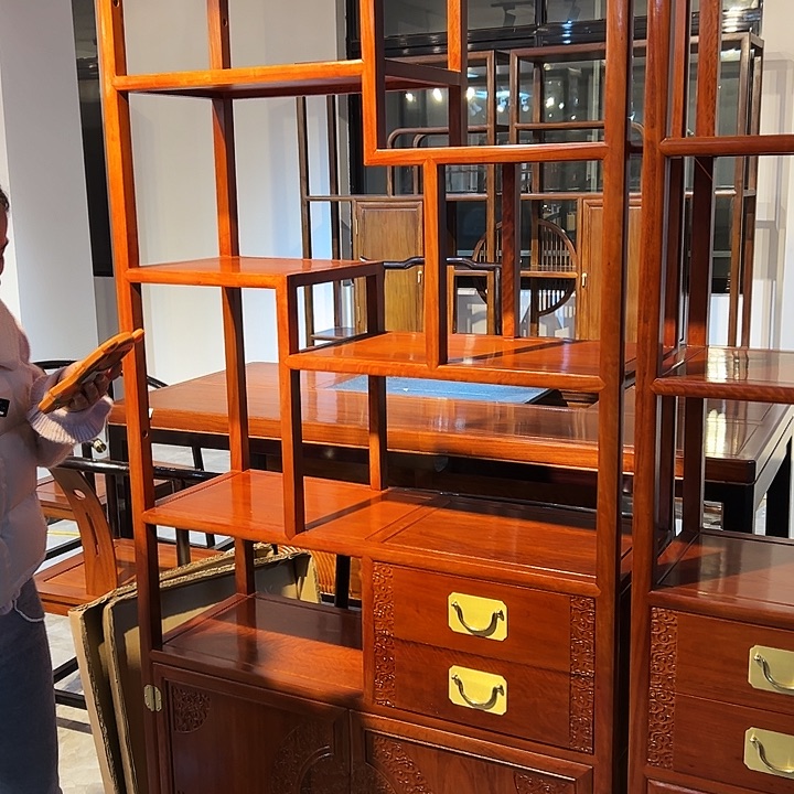 柜类家具花梨木类博古架一对雕花款式