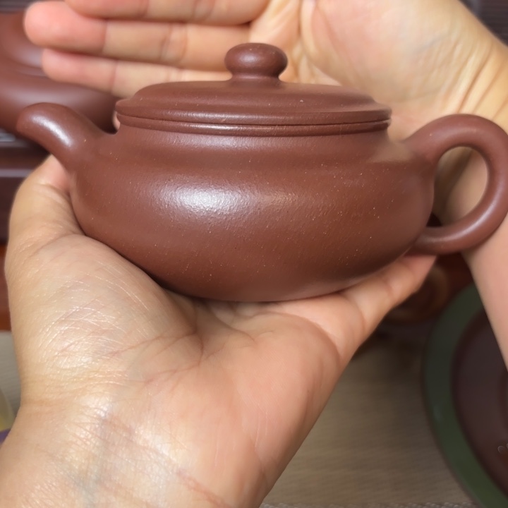 茶壶紫砂扁腹，半手工