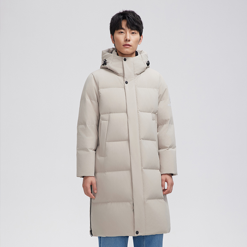 暖频道男士中长款羽绒服冬季新款加厚保暖连帽鸭绒外套抗冻828207