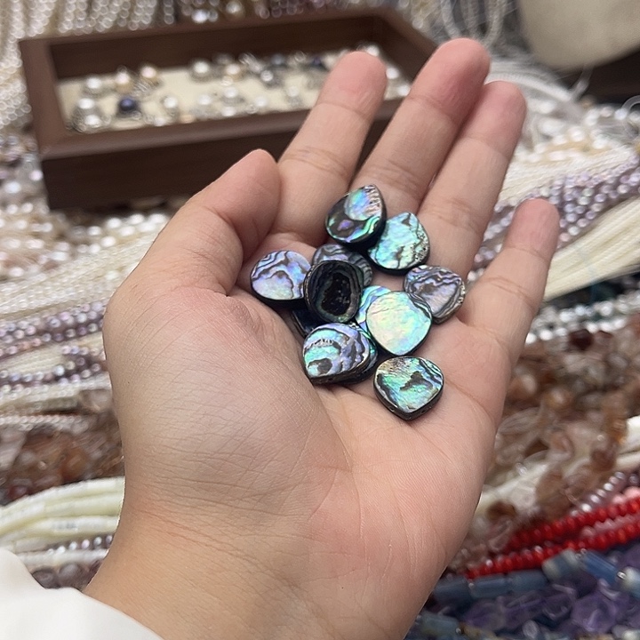 玛瑙/玉髓未镶嵌珠宝半成品6个鲍鱼贝侧孔水滴片珠