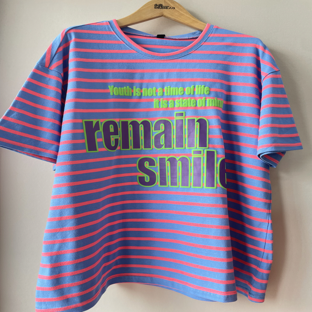 水淼26春季新款2749一手长彩条体恤