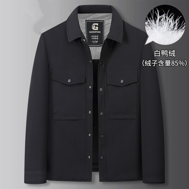 胖子羽绒服男冬季肥佬宽松翻领加肥加大码男羽绒外套肥佬羽绒夹克