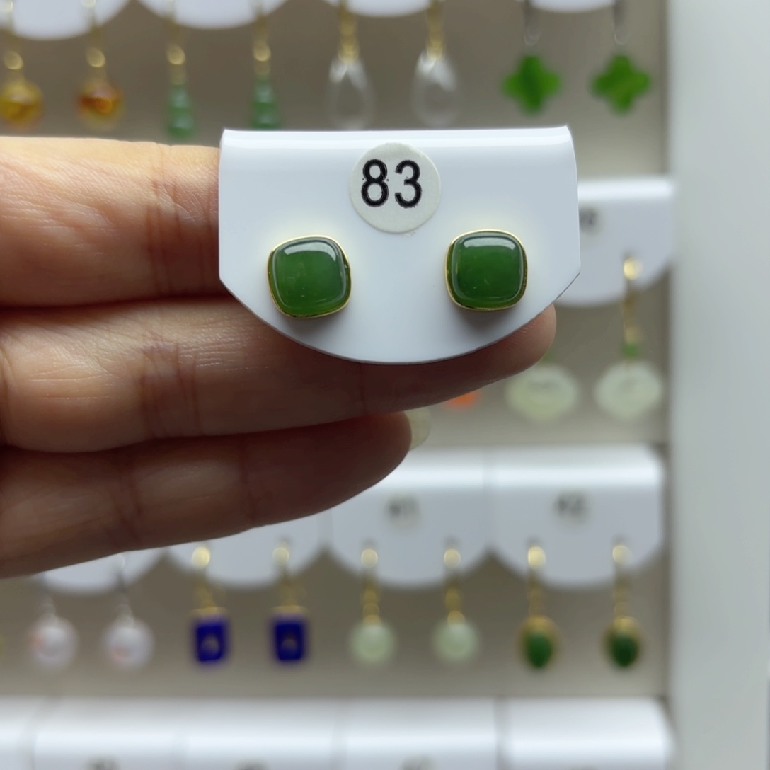 和田玉银S925镶嵌耳饰