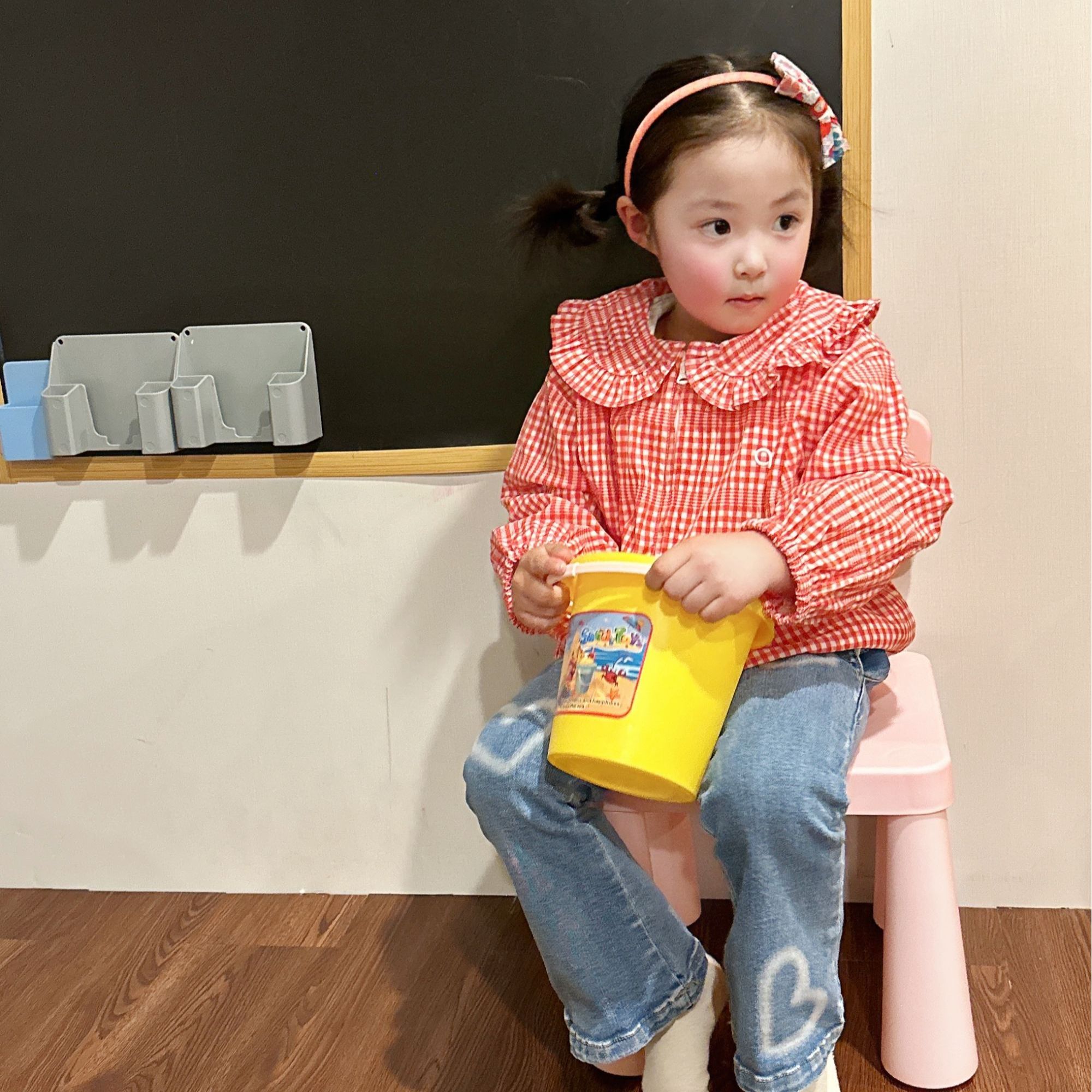 夏季女童翻领红格拉链防晒外套