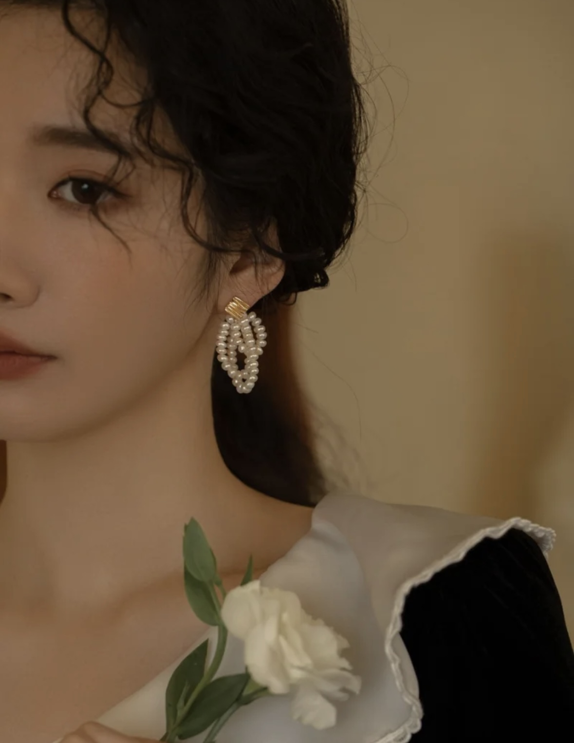 怀秋·925银针淡水珍珠巴洛克多层耳钉复古手工气质轻奢时尚超仙