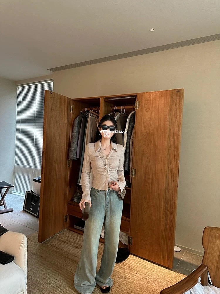 款号（1628）冰川蓝垂感牛仔裤！！！