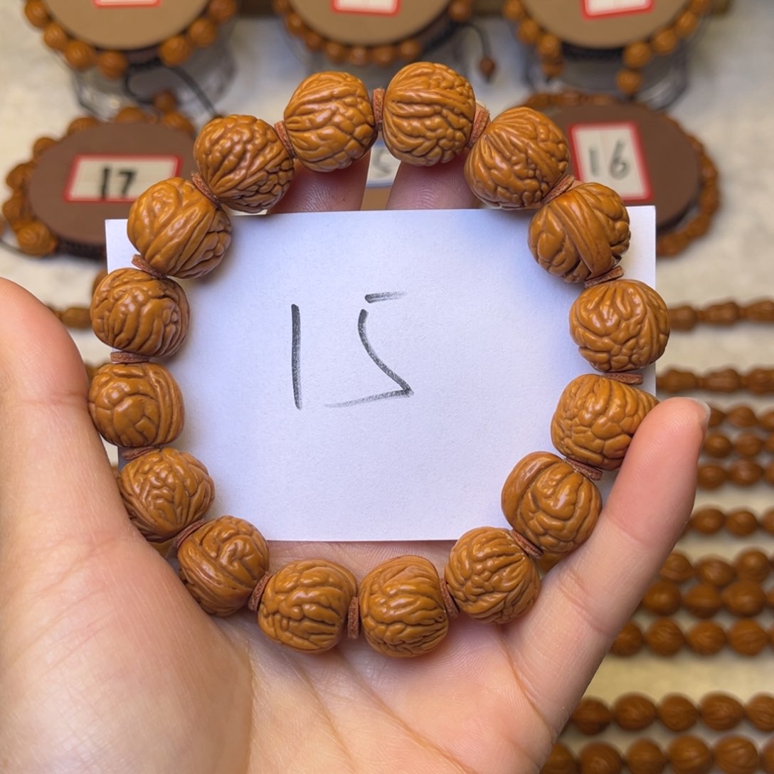 手串桃核龙纹桃核手串肚卡15荔枝纹