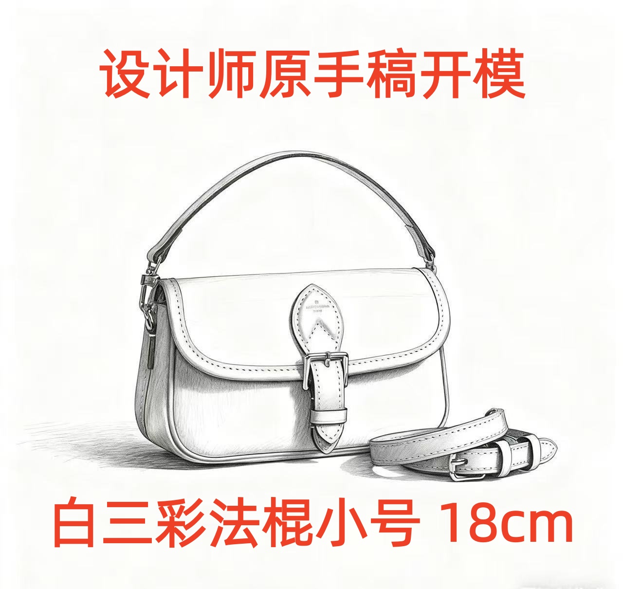 A102 白三彩法棍小号 18cm【到货带原标【带内标】单肩包