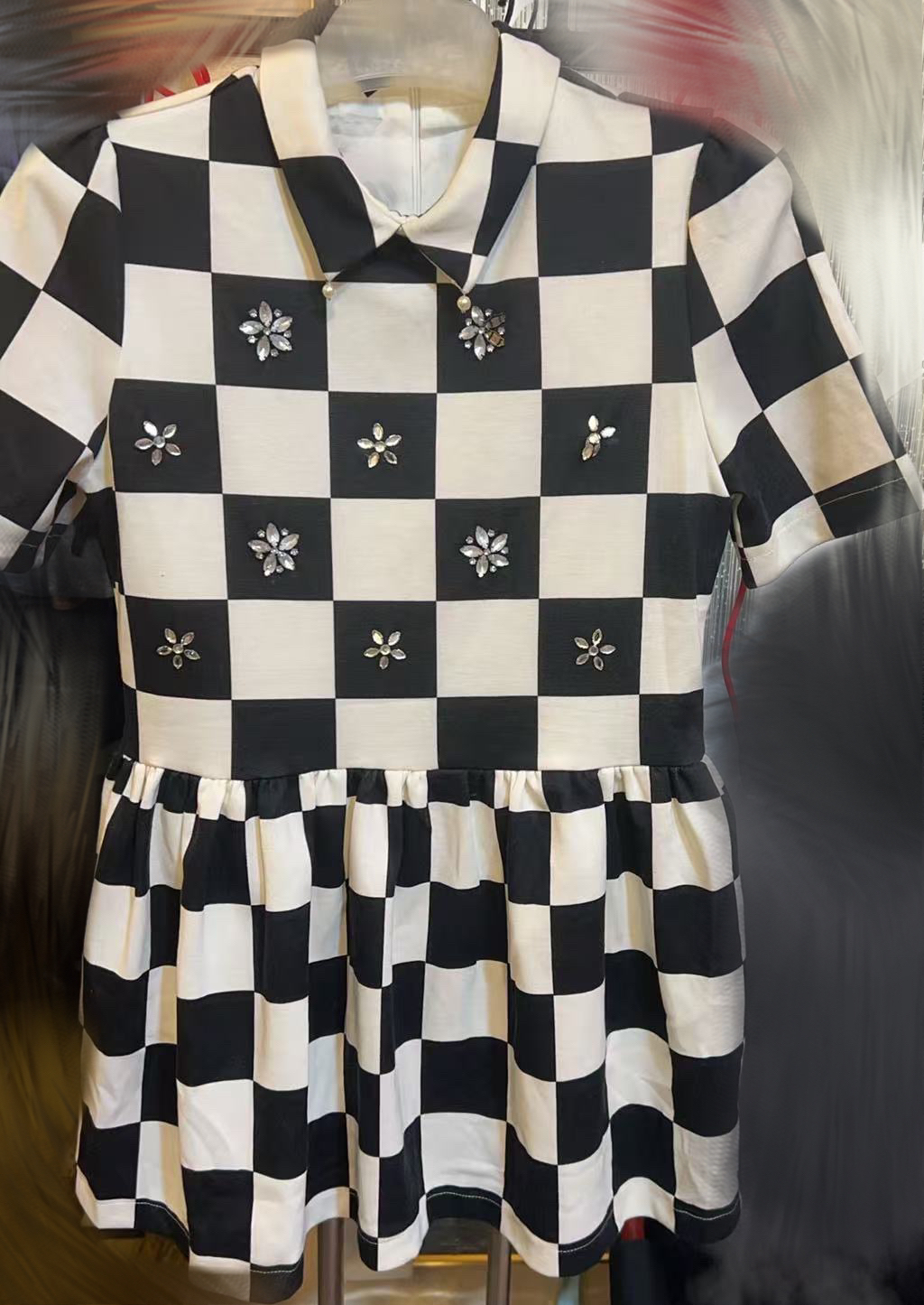 【特价不支持退换】韩版时尚优雅拼色连衣裙女装