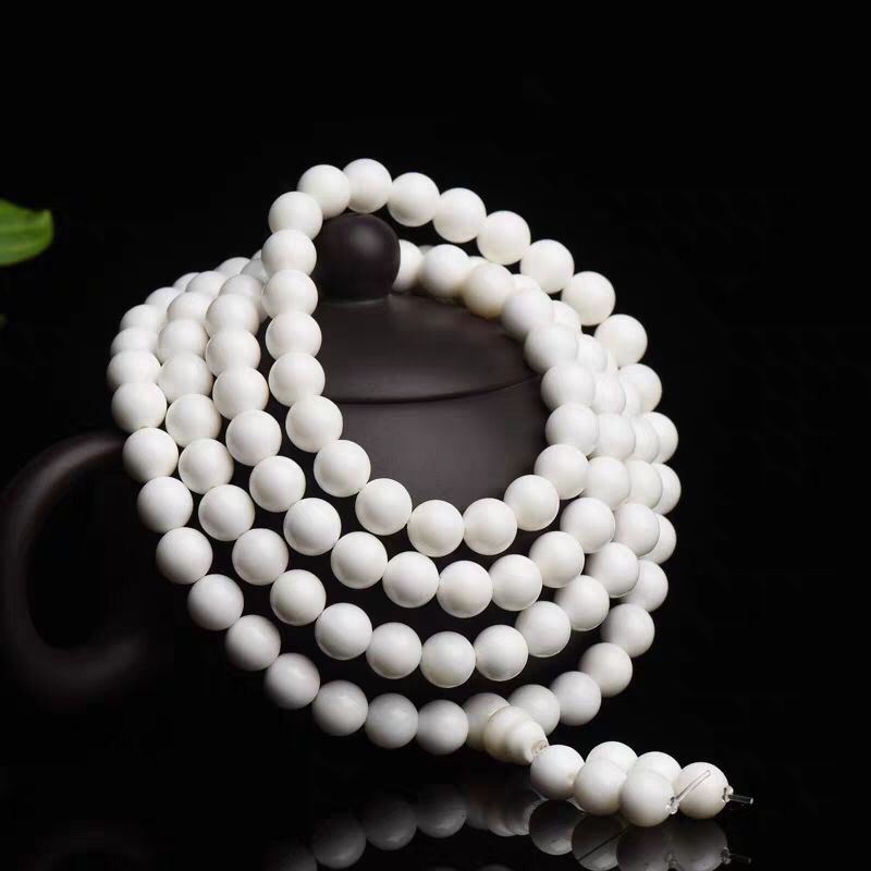 非金属仿珍珠手链 天然奶白玉化贝壳6mm手串
