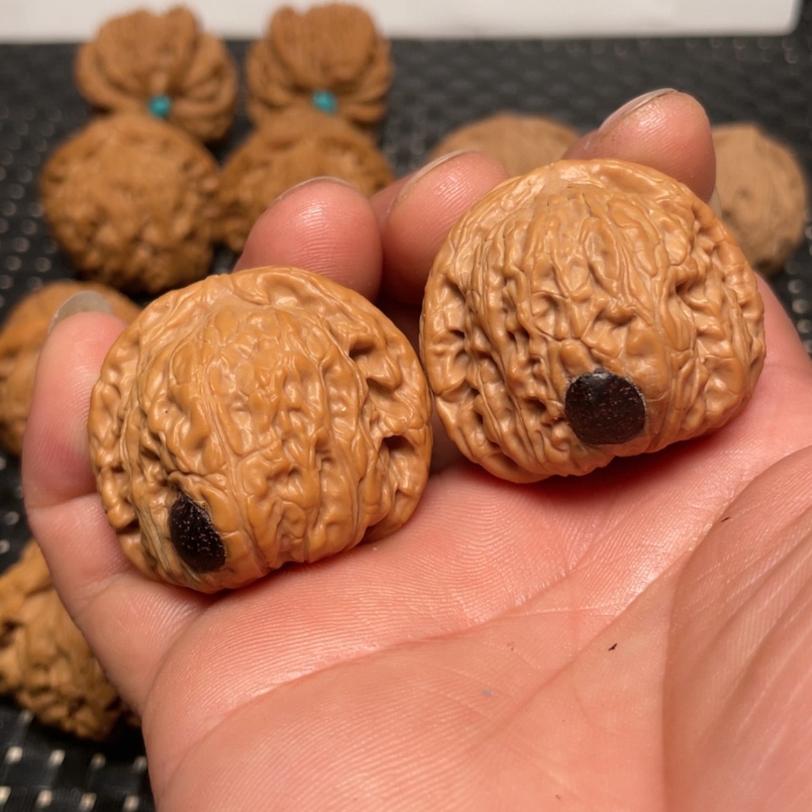 【闪购商品】文玩核桃把件37平底锅带镶嵌