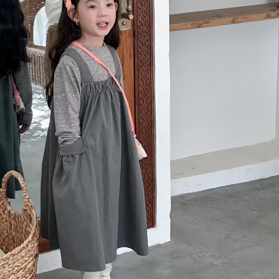 女童韩系背带裙套装202秋新款大童洋气时髦吊带连衣裙背心两件套