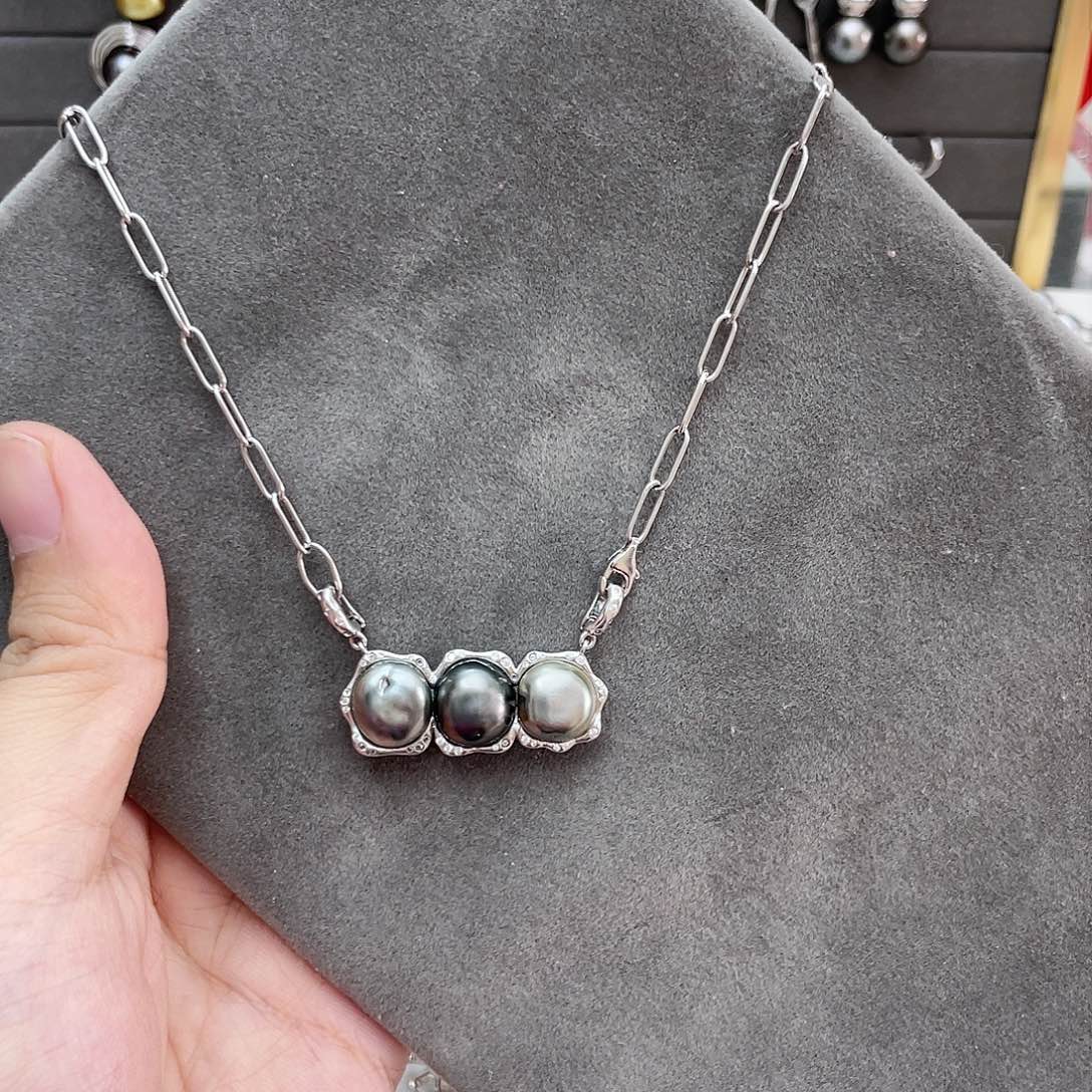 海水珍珠项链银S925镶嵌丶*凉